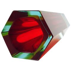 Faceted Murano 'Sommerso' Italian Glass Vase by Mandruzzato 8