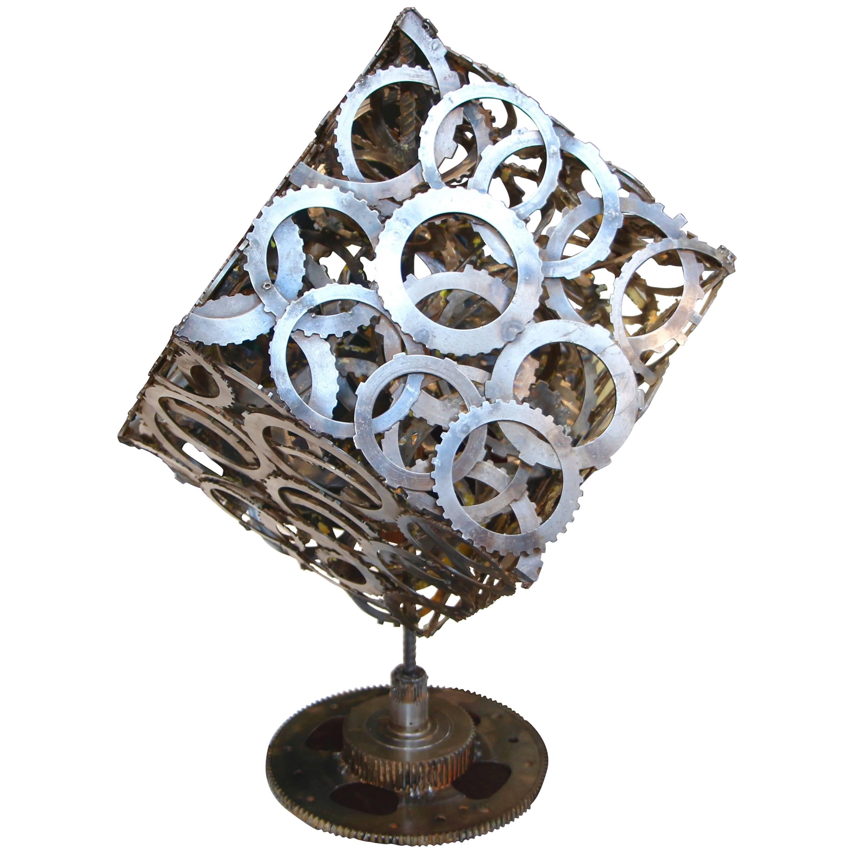 Great Abstract Artist Made Rotating Gear Cube For Sale