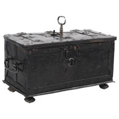 Rare Metal Cassette, Box, Casquet 17th Century, Concealed Lock and Coin Slots