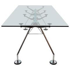 Chrome and Glass Dining Room Table or Desk Nomos from Sir Norman Foster, 1986 