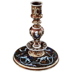 19th Century Limoges Enamel Candlestick in Renaissance Style