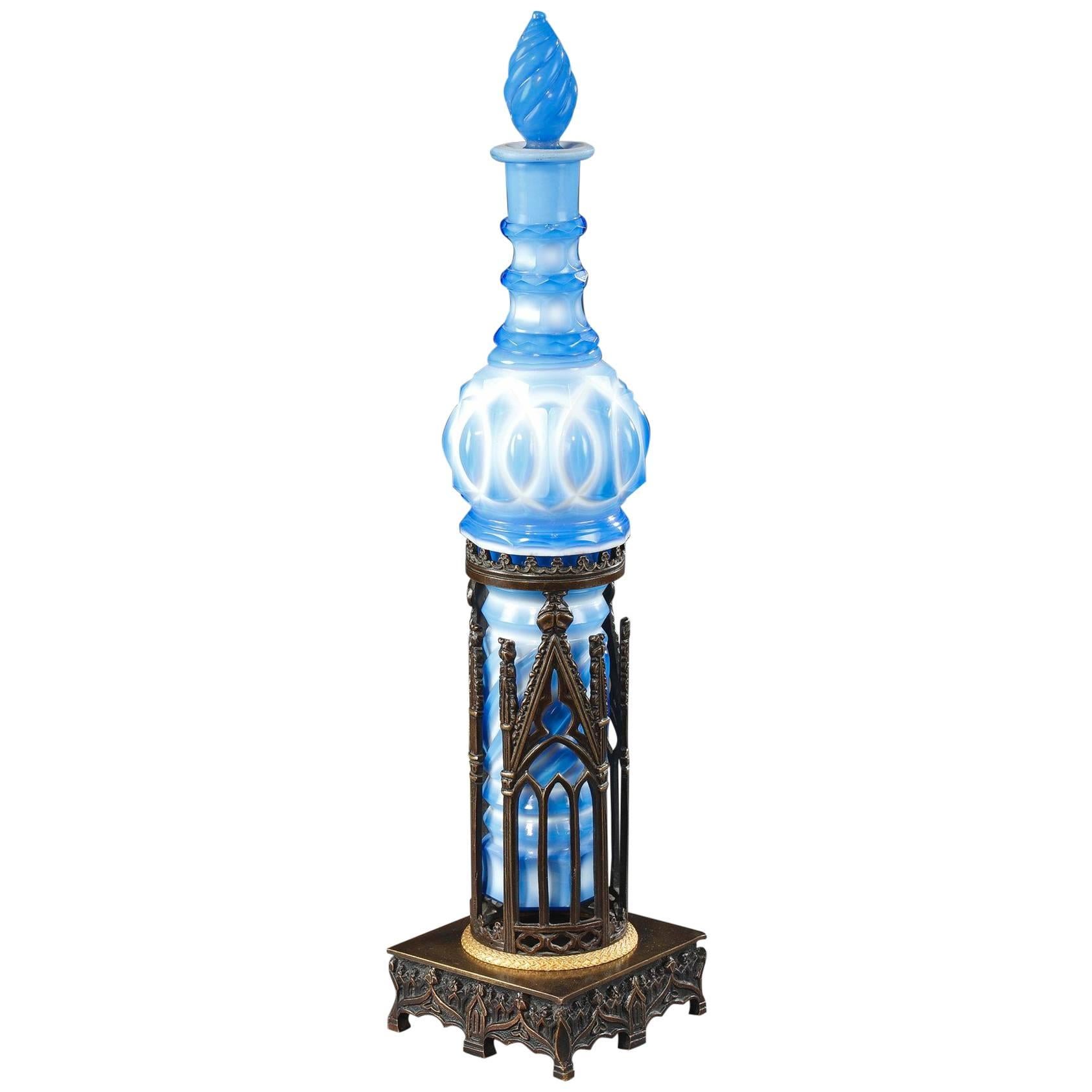 Charles X Carmelite Water Flask with “A La Cathedrale” Decoration