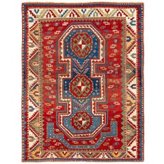 Antique Caucasian Fachralo Kazak Rug