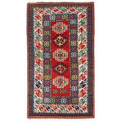 Vibrant Antique Caucasian Kazak Rug
