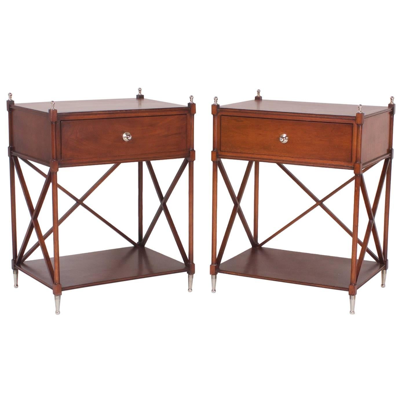 Elegant Pair of  Mahogany Nightstands