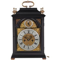George I Period Ebonized Moonphase Striking Bracket Clock by Martin Jackson