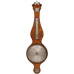Early 19th Century Satinwood Banjo Barometer Malacrida and Co., London