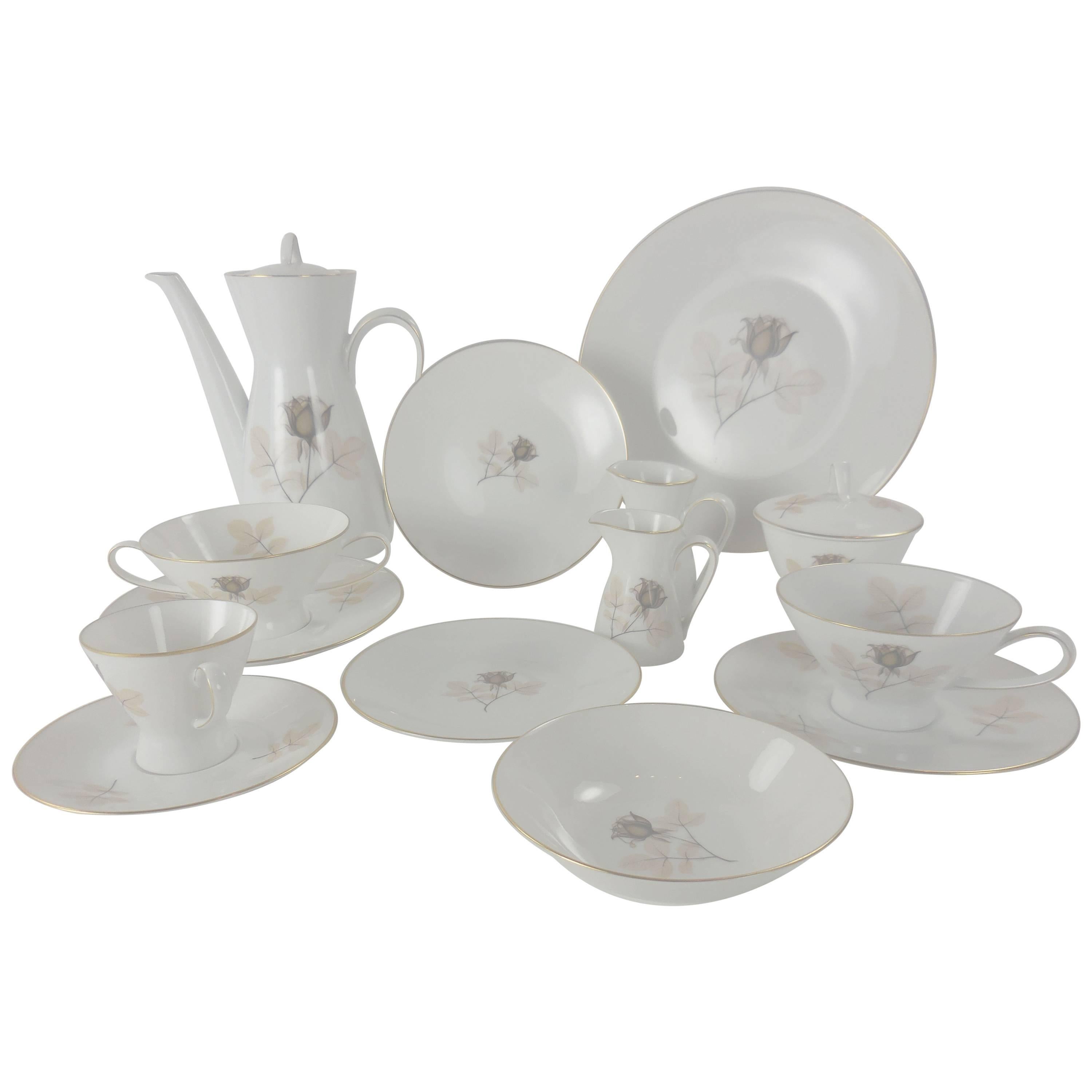 Mid-Century Modern Rosenthal Shadow Rose Modernist Dinner and Coffee Service for Eight Germany