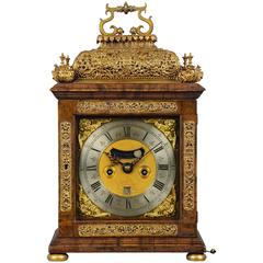 William & Mary Period Olivewood Basket-Top 8-Day Bracket Clock James Markwick