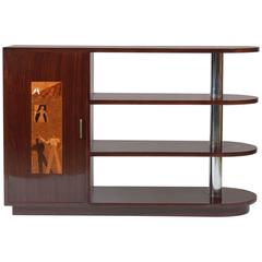 Art Deco Italian Inlaid Center Book Case Table Bar Signed by Regia Scuola d'Arte 11