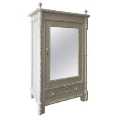 Antique Antique French Pine Faux Bamboo Washroom Bathroom Cabinet Shabby Chic