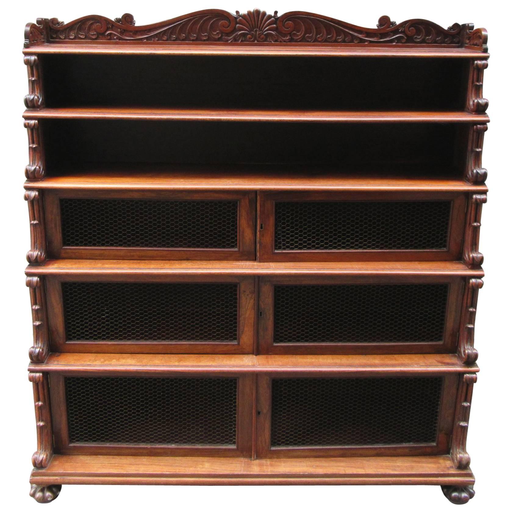 Early 19th Century West Indies Bajan Rosewood Tiered Bookcase with Shell Motif