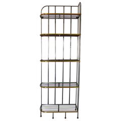 Vintage French Steel and Brass Baker's Rack, 1940s