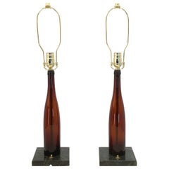 Retro Wine Bottle Table Lamp Pair Celebrating World War I Victory