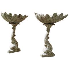 Vintage Pair of Hand-Carved Grotto Style Plant Stands