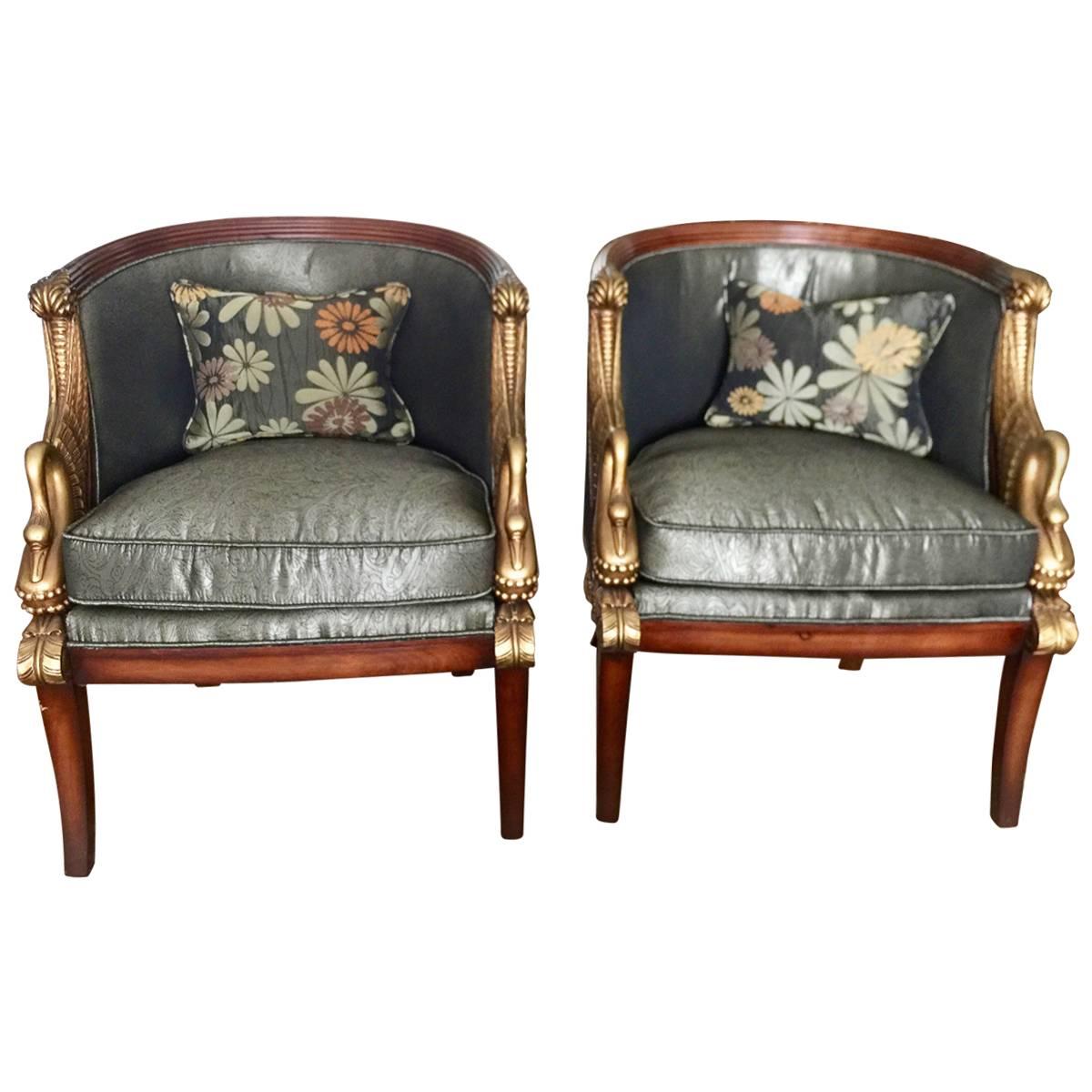 Pair of Beautiful Empire Style Chairs with Great Detail