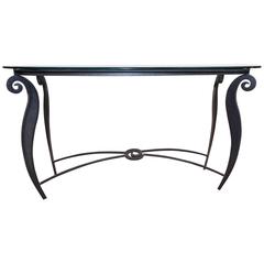 Iron Console with Beveled Glass Top by Pucci de Rossi