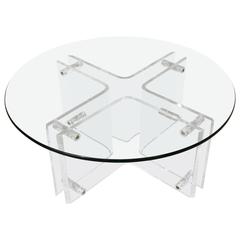Attractive Mid-Century Lucite Cocktail Table with Glass Top 5