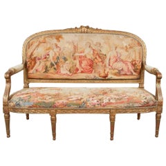 19th Century Louis XVI Style Giltwood Canapé Settee