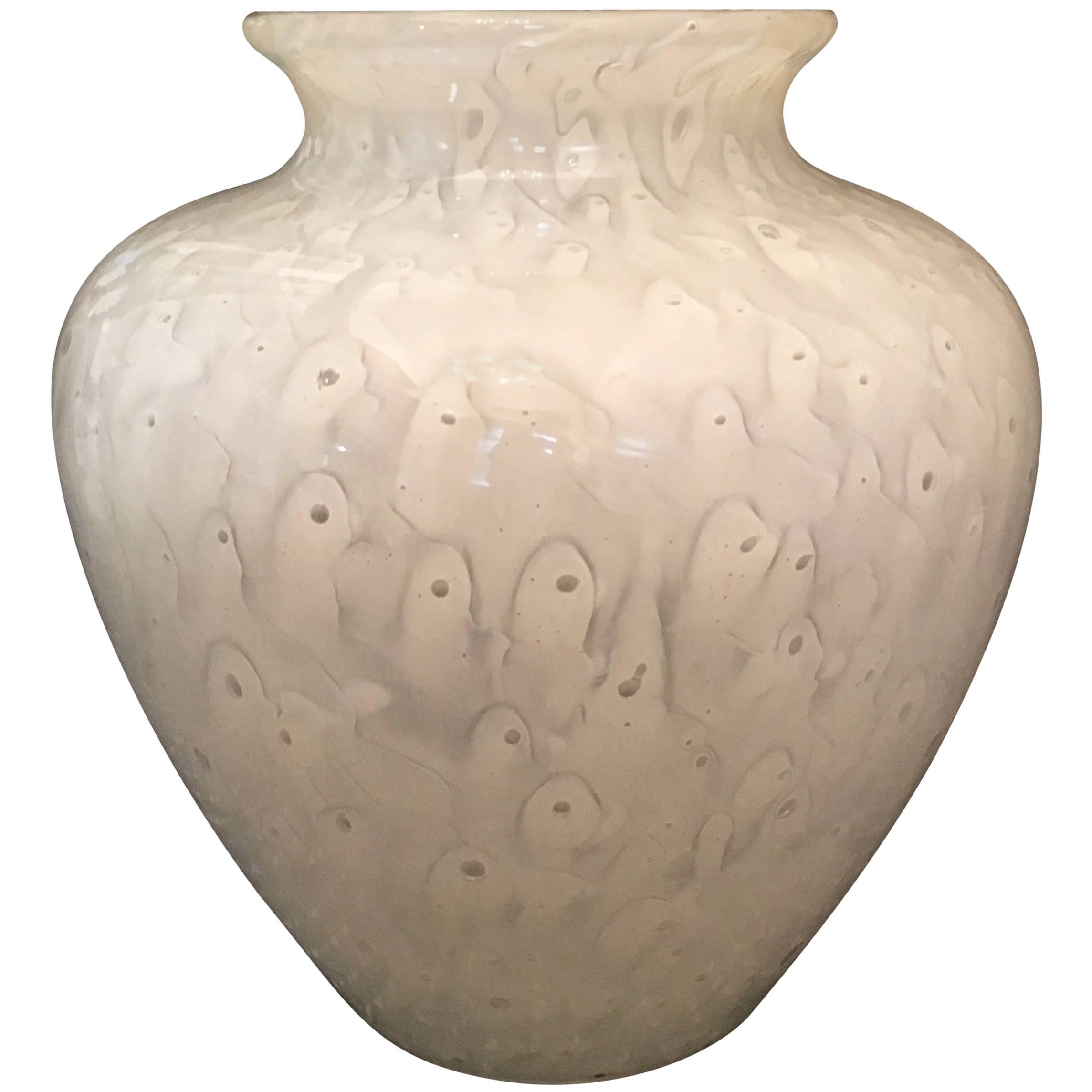 American Steuben White Cased Glass Cluthra Vase For Sale