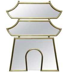 Retro Brass "Pagoda" Mirror