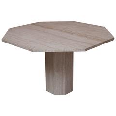 Vintage Octagonal Italian Travertine Table