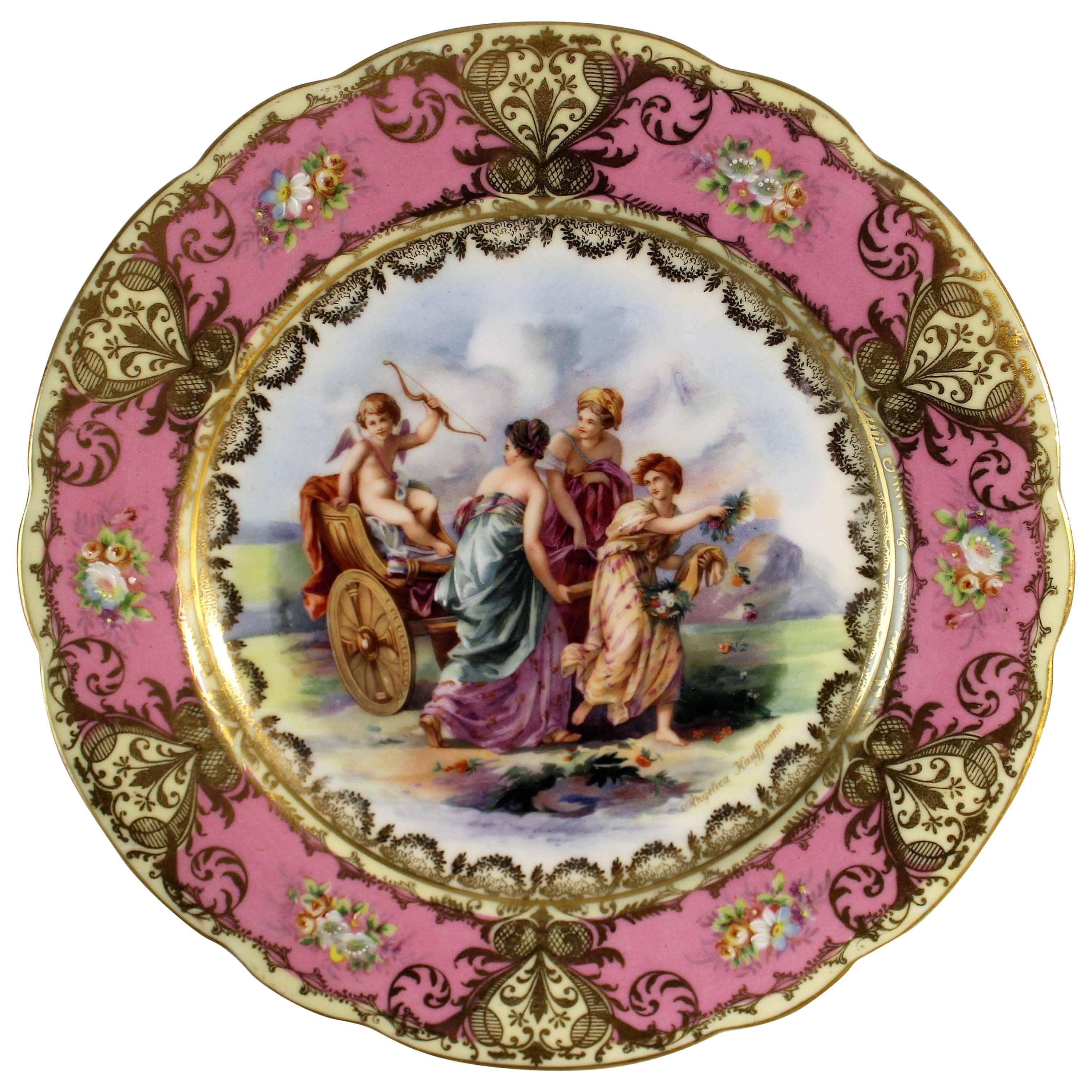 Royal Vienna Style Porcelain Charger After Angelika Kauffmann For Sale