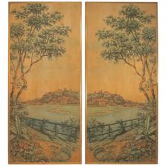 Antique 19th Century Mural Panels