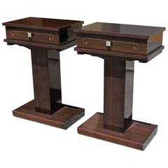 Pair of French Art Deco Exotic Macassar Ebony Night Tables or End Tables, 1940s 9