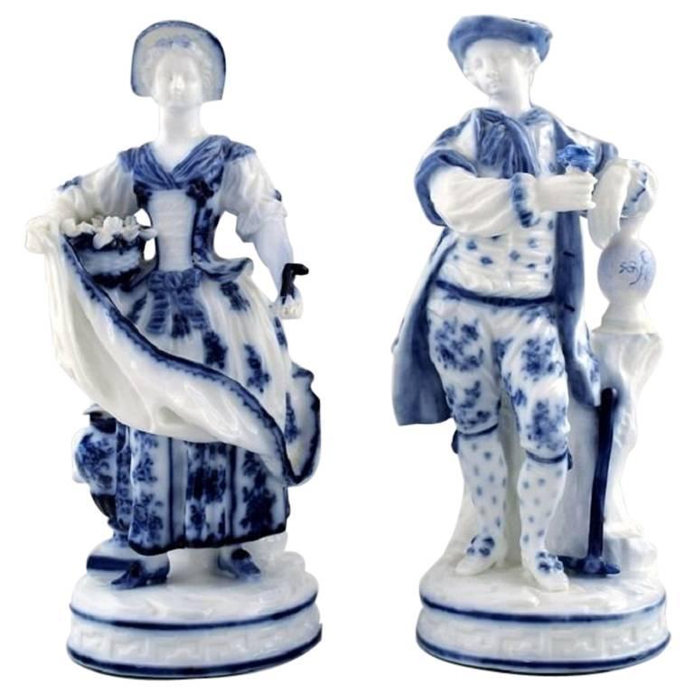 Two Antique Porcelain Figurines, Meissen, 19th Century at 1stDibs