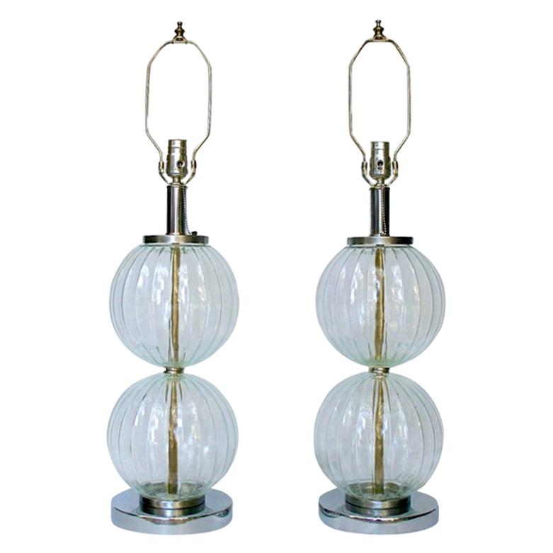 Molded Glass Table Lamps For Sale