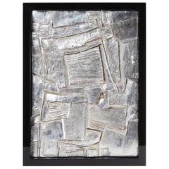 Vintage Mid-20th Century French Framed Abstract Plaster/Silver Leaf Sculpture #2