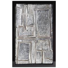 Mid-20th Century French Framed Abstract Plaster/Silver Leaf Sculpture #1 10