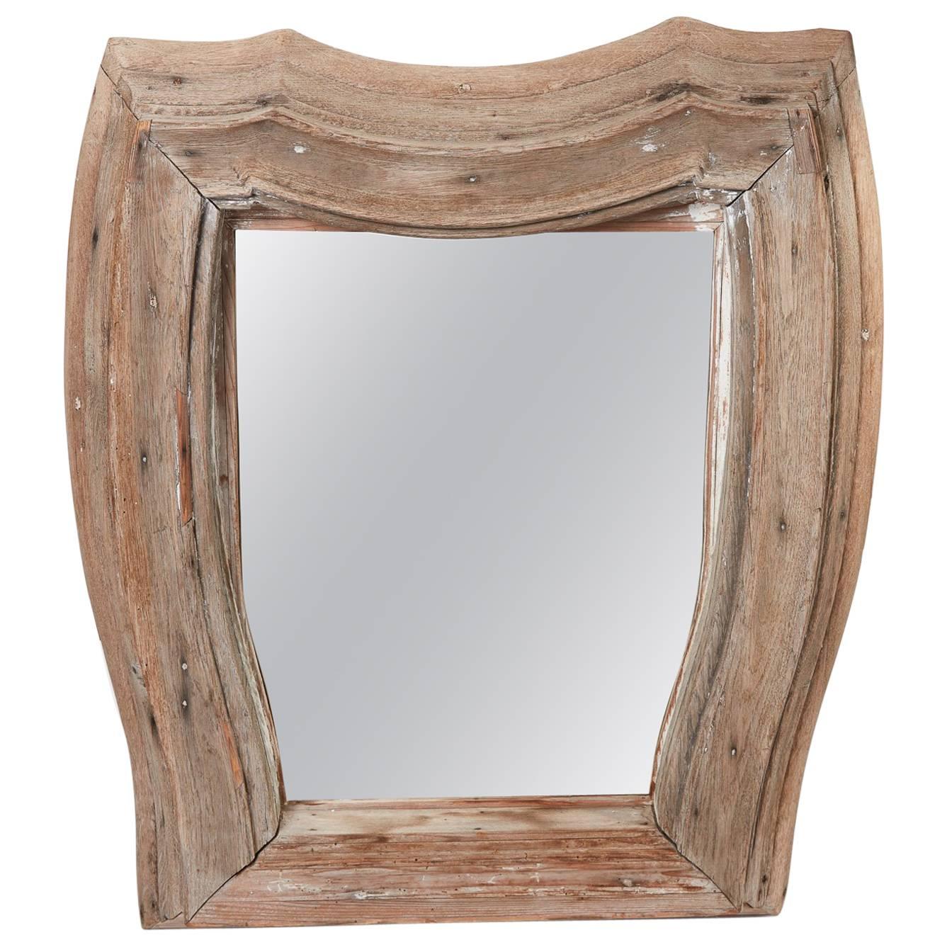 19th Century French Bleached Wood Mirror