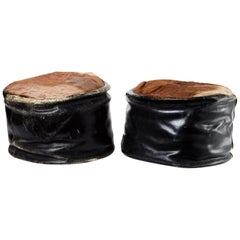 Early 20th Century, American Leather/Hair on Hide Ottomans