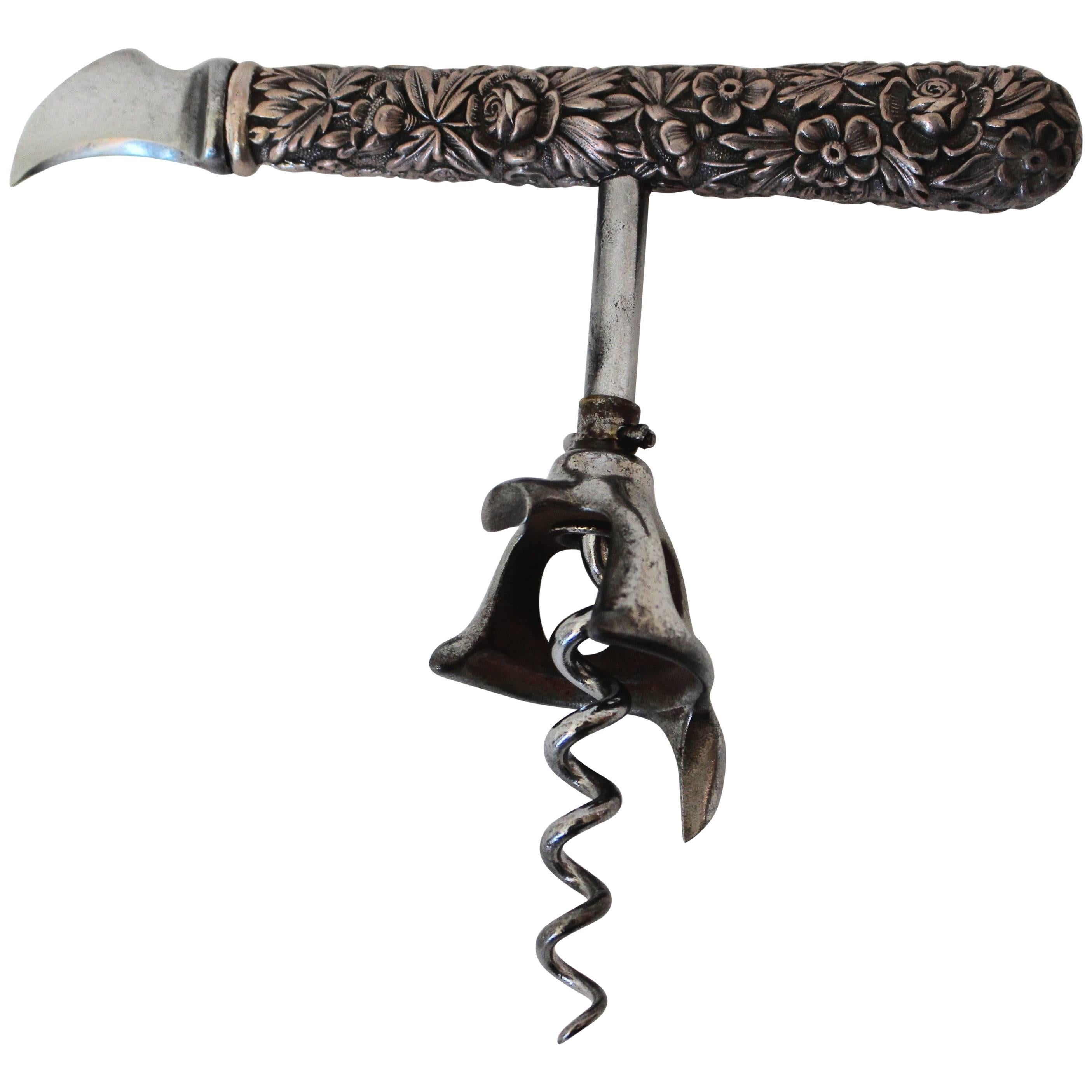 Elegant Silver Plated Corkscrew, 20th Century For Sale