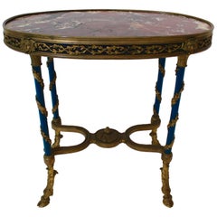 French Gilt Bronze-Mounted and Patinated Metal Oval Low Occasional Table