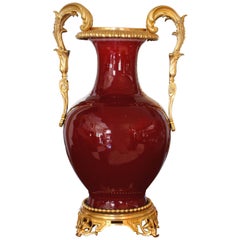 Elegant French Ox Blood Vase Mounted in the Traditional Style with Ormolu Mounts