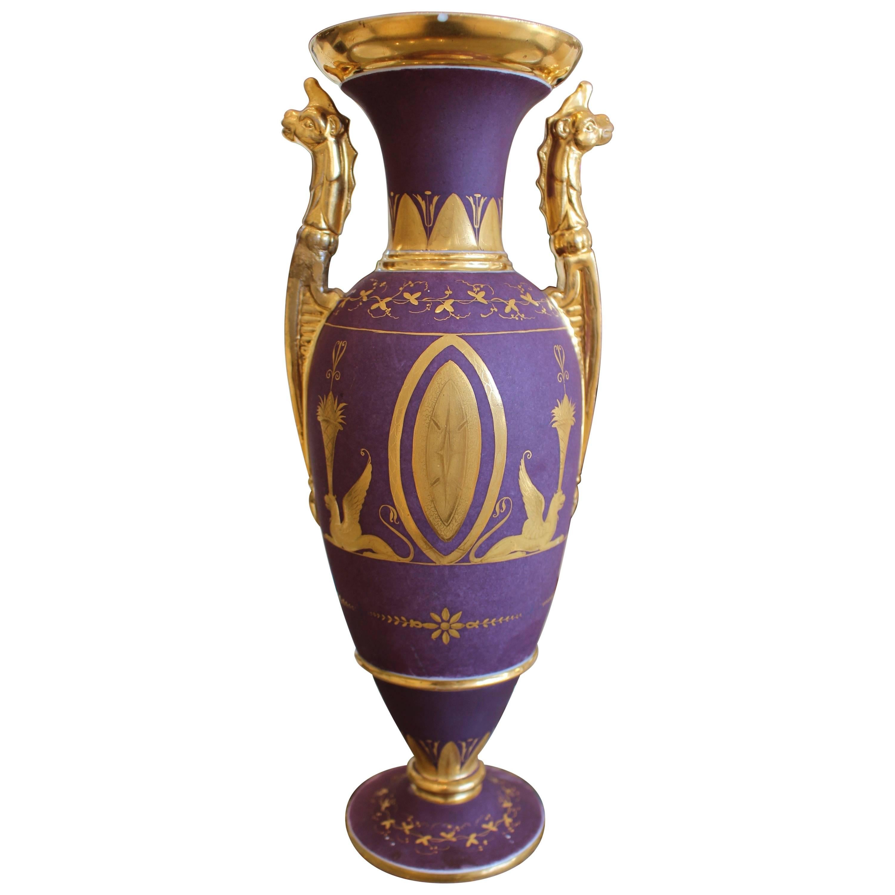 Paris Porcelain Matte-Purple and Gold Ground Vase
