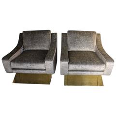 Armchairs 1960s Style in devorè velvet and Brass 10