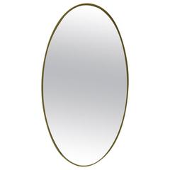 Elegant Oval Mirror with Brass Trim