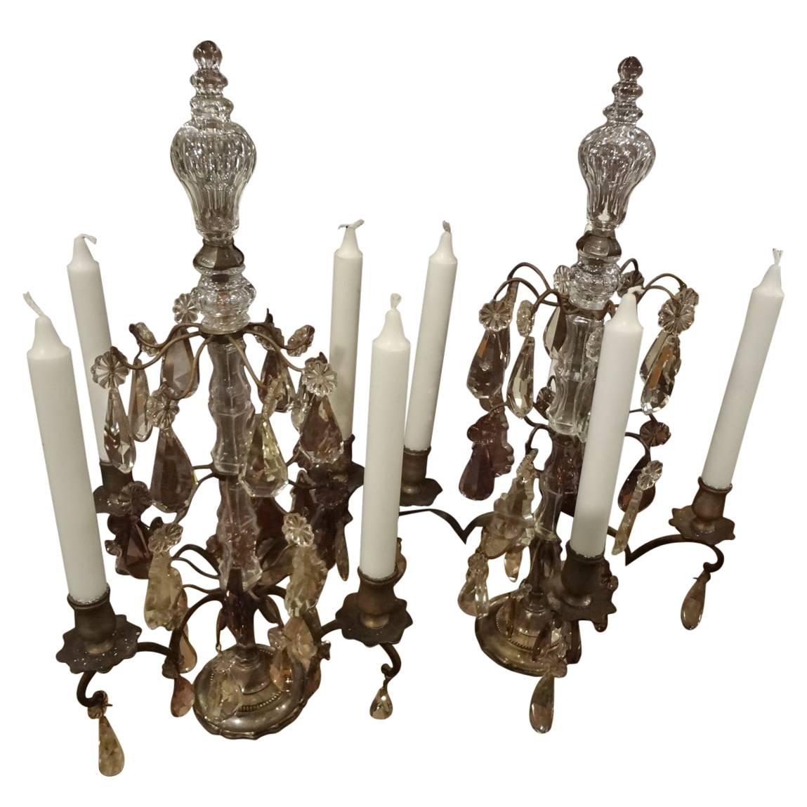 Late 19th Century French Pair Girandoles Candelabras