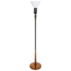 Mid-Century Brass and Black Enamel Floor Lamp 5