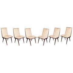 Set of Six French 1950s Chairs in Ivory Leatherette 3