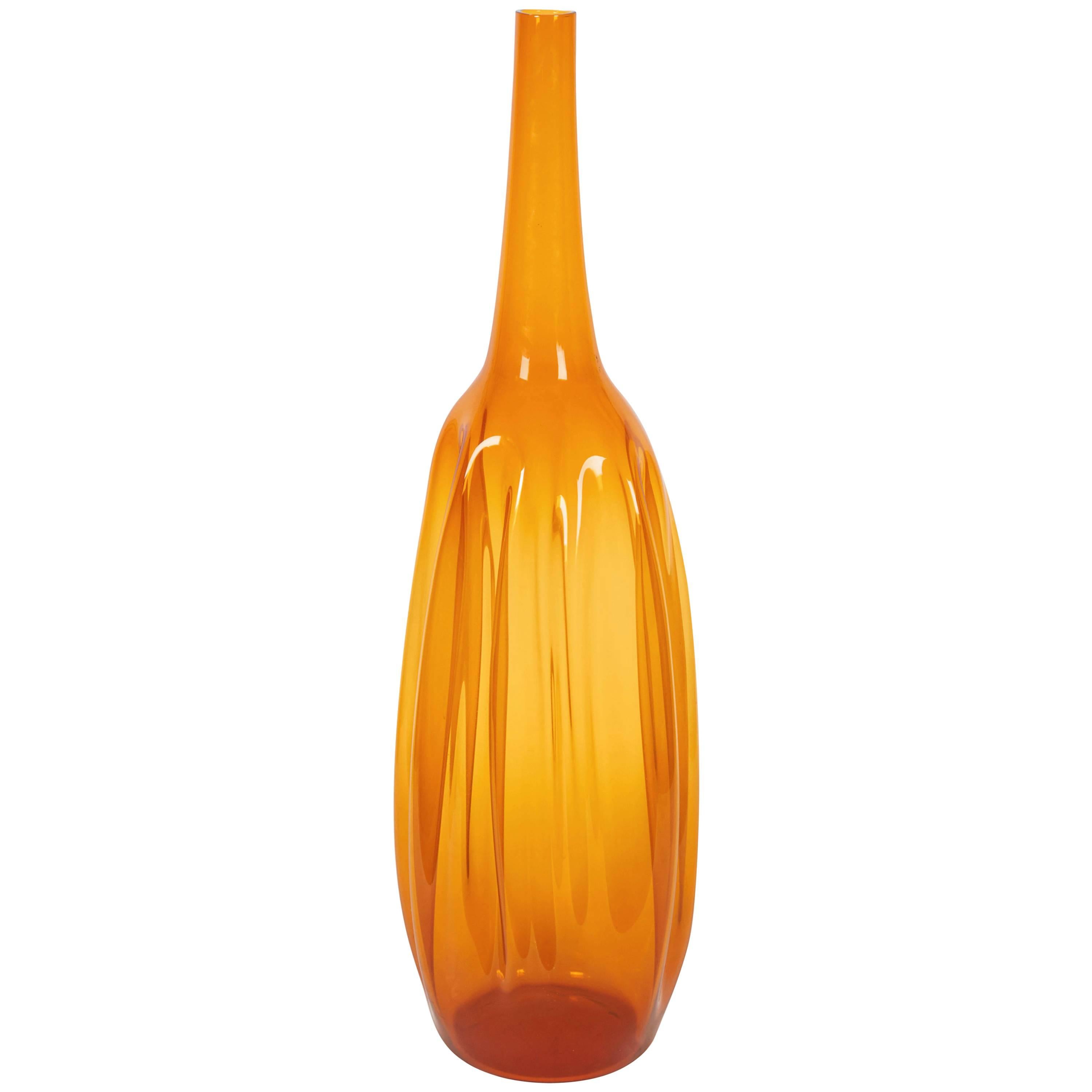 Zeller 1960s Blown Glass Amber Vase