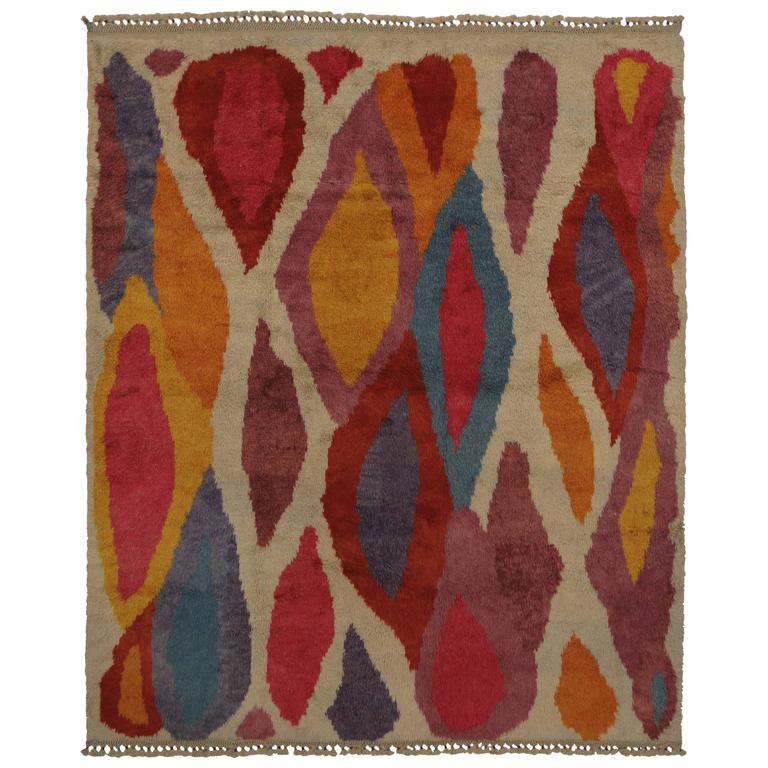 Modern Turkish Tulu Shag Rug with Contemporary Abstract Style For Sale