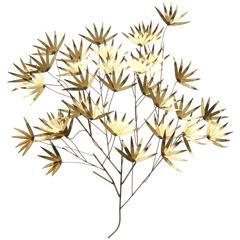 Signed Curtis Jere Brass Flower Leaf Wall Sculpture 1960s, 1970s, 1980s 6