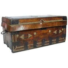 18th Century Napoleonic Leather Campaign Trunk