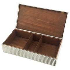 Rare Silver Box with Precious Wooden Ilay by Victor Saglier