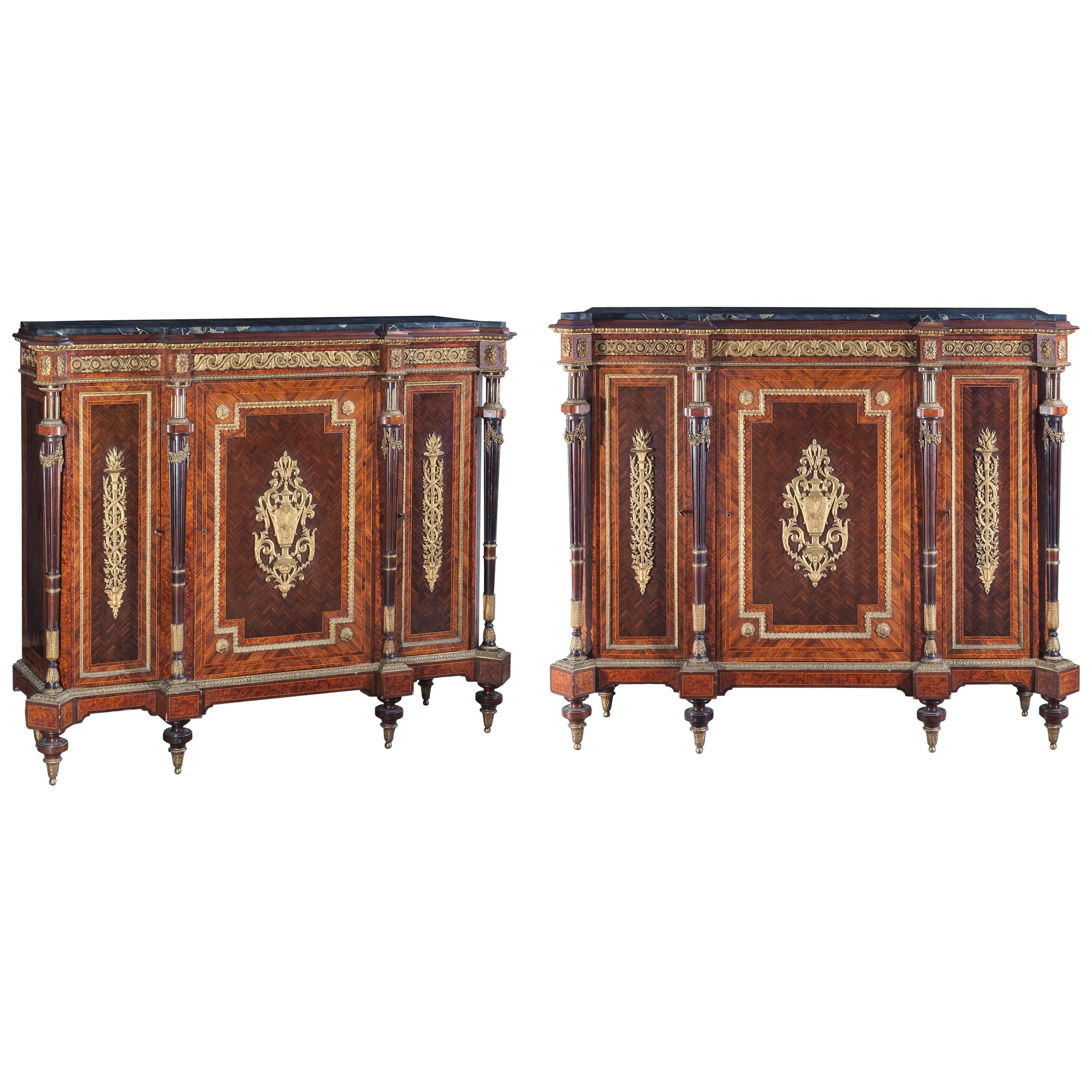 Pair of Mid-19th Century French Inlay Cabinet, Napoleon III For Sale